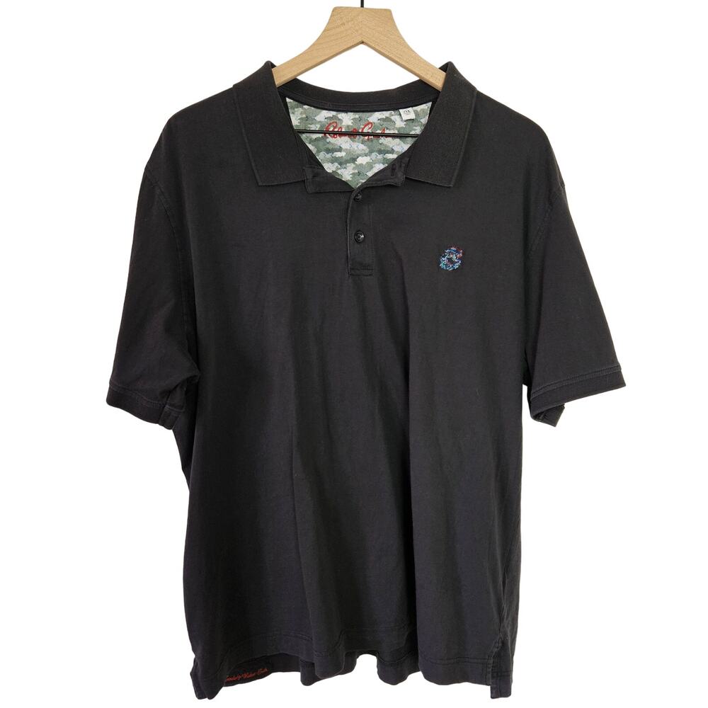 Robert Graham Pixels Polo Shirt Short Sleeve Men's 2XL Black